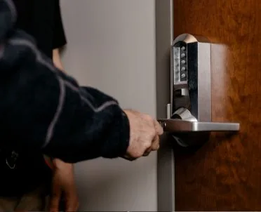 Installing a keypad deadbolt on a residential door in Billings, MT